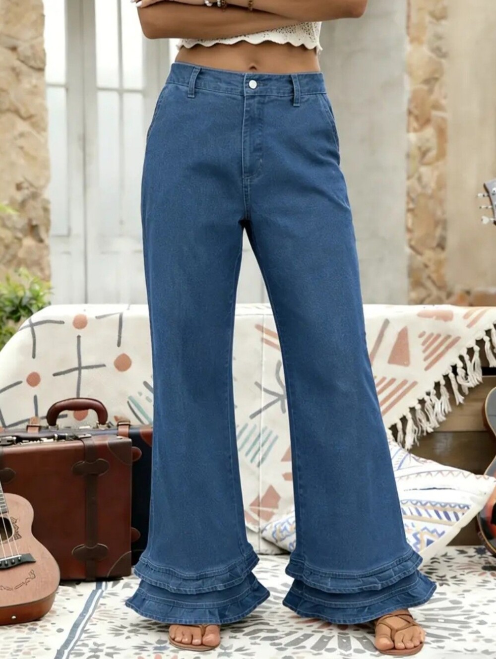 🚨NEW! Dark Blue Ruffle Hem Jeans Size XXL/16